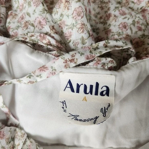 ARULA Mini Tank Dress Pink‎ Floral Plus Size 1X Cottagecore Sundress Lightweight - Picture 5 of 9